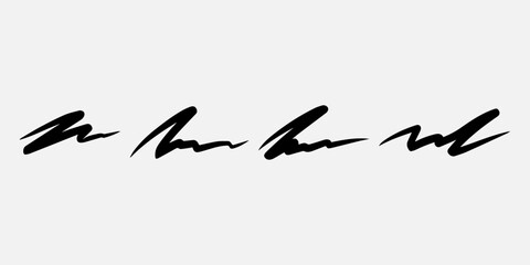 Vector signature. Autograph hand drawn. Scrawl signature. Handwritten autograph. Handwriting scribble by pen. Written black sign isolated on white background. Writing sketch. Write scribbles line