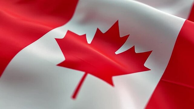 Cannada flag waving closeup