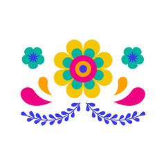 Mexican decorative floral border. Cinco de mayo and day of the dead decoration border. icon illustration