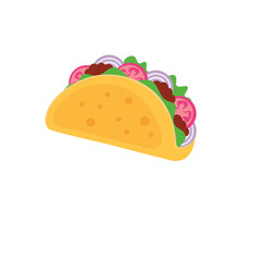 taco, Mexican traditional fast food. icon illustration