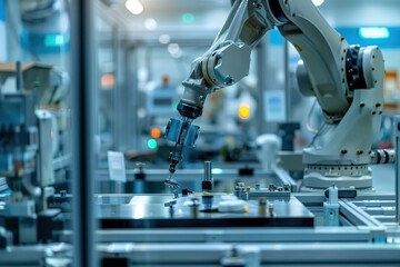 Fototapeta premium Robotic Manipulator Enhancing Efficiency and Precision in Modern Manufacturing