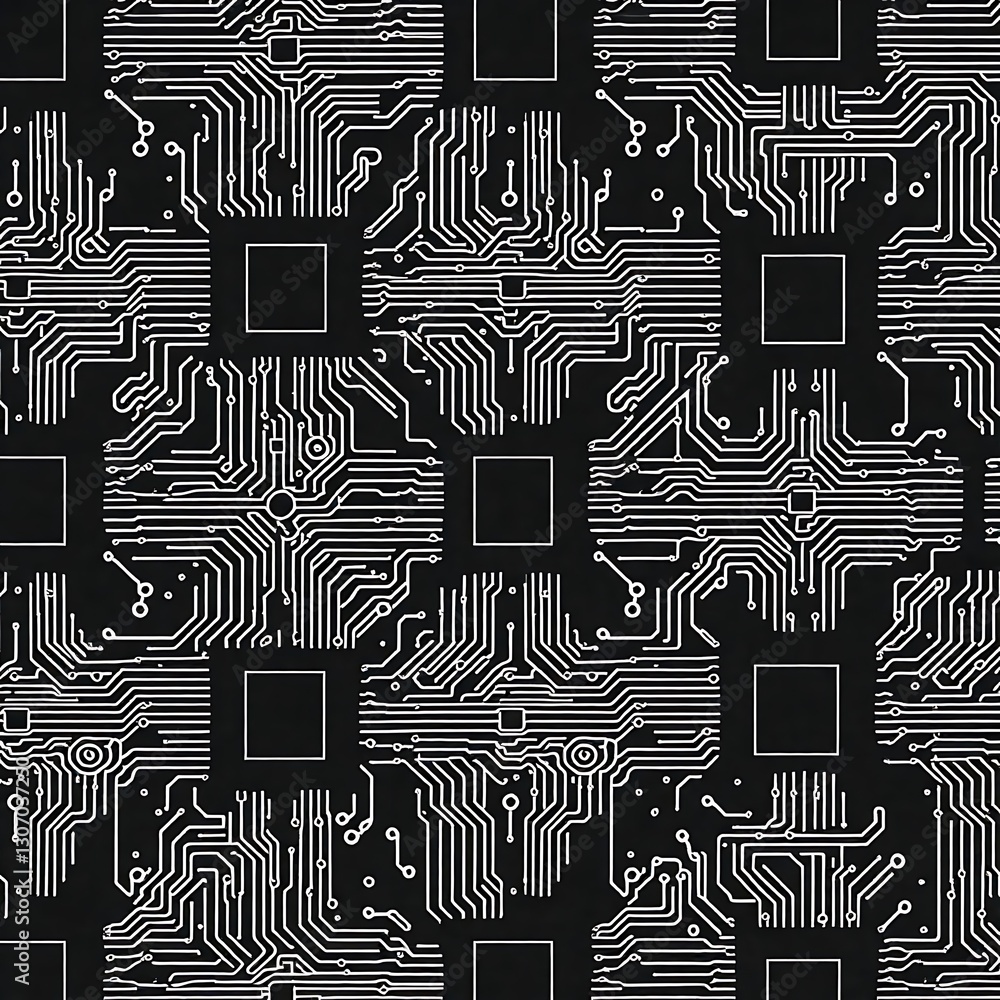Poster digital circuitry: a detailed pattern showcasing intricate electronic circuit designs, ideal for tec