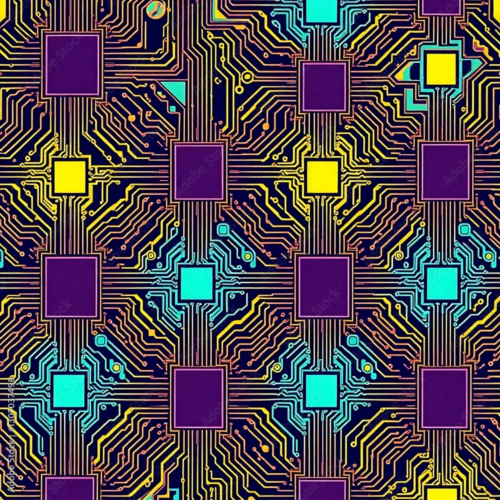 Aufkleber circuit board design: a mesmerizing repeating pattern of intricate circuit board designs. a captivat