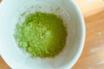 Close up matcha green tea powder