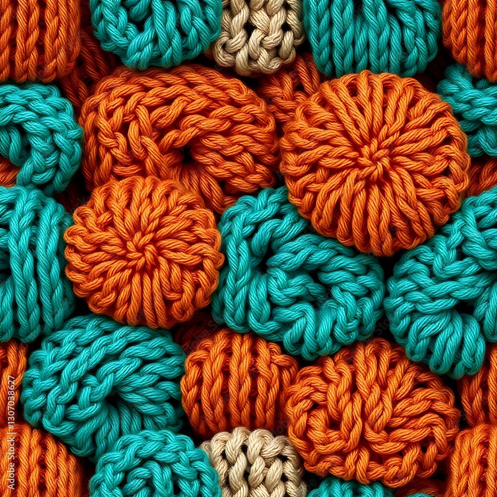 Poster vibrant knit texture: a close-up of colorful knitted textile, the intricate patterns and bold hues c