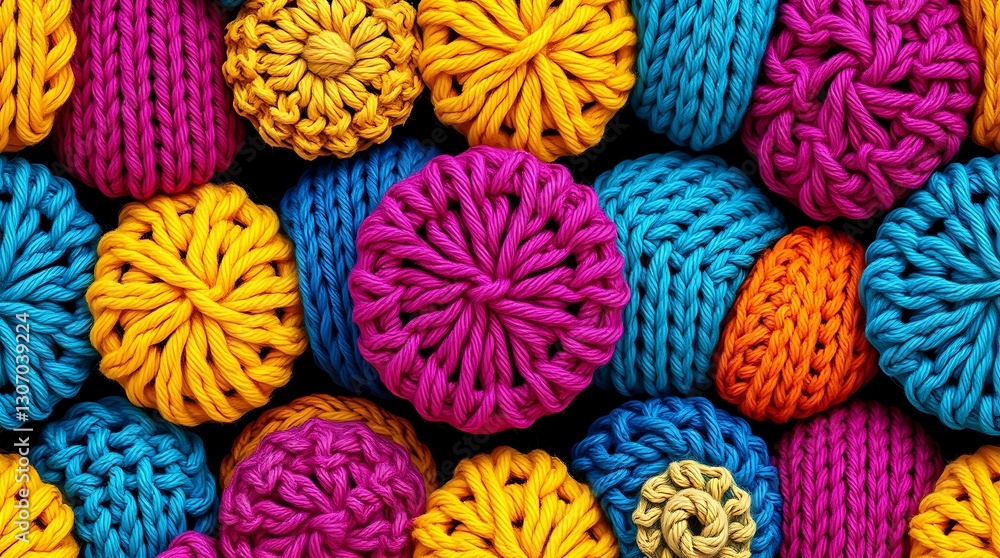 Poster crafting a kaleidoscope: a vibrant collection of handmade crocheted items, each showcasing unique pa