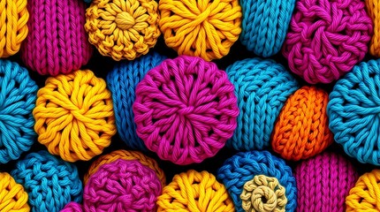 Crafting a Kaleidoscope: A vibrant collection of handmade crocheted items, each showcasing unique patterns and a spectrum of vivid colors, create a tactile and visually stunning composition.