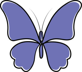 Flying Blue butterfly elegance continuous line art drawing. 