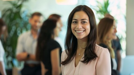 Fototapeta premium Smiling Female Executive Encouraging Open Communication Among Colleagues