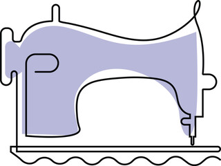 Sewing machine elegance continuous line art drawing.