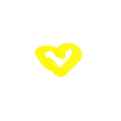 Outline Heart Symbol Symbol, hand-drawn marker glyph with yellow color on transparent Background