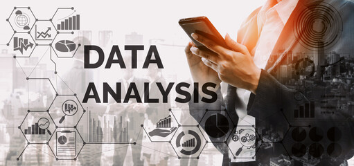 Data Analysis for Business and Finance Concept. Graphic interface showing future computer...