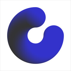 A 3D style abstract blue twisting shape with a smooth gradient, resembling a semicircle, perfect for modern design, digital art, and creative projects that explore dynamic forms and fluid motion.
