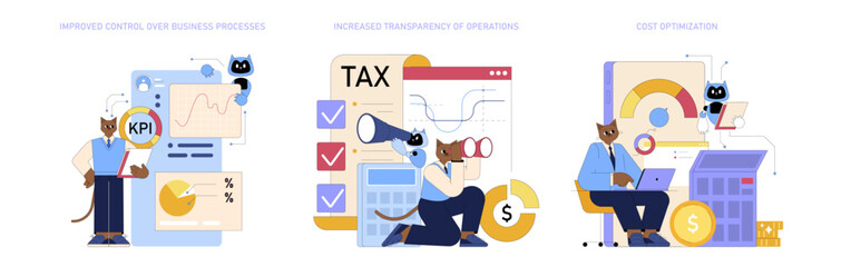 AI For Managers. Flat Vector Illustration