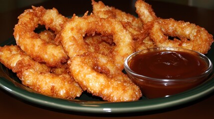Crispy Onion Rings with Tangy BBQ Sauce