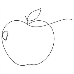 Single continuous line drawing of apple fruit Minimalist style apple fruit line art design vector illustration
