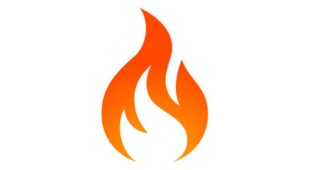Fire, flame, bonfire. Flame fire icon, abstract style on white background. Flat burn fire symbol, bonfire sign, flame campfire emoji. Camping fireball minimal graphic style. Vector Illustration