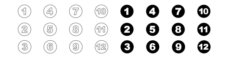 number icon. number icon set