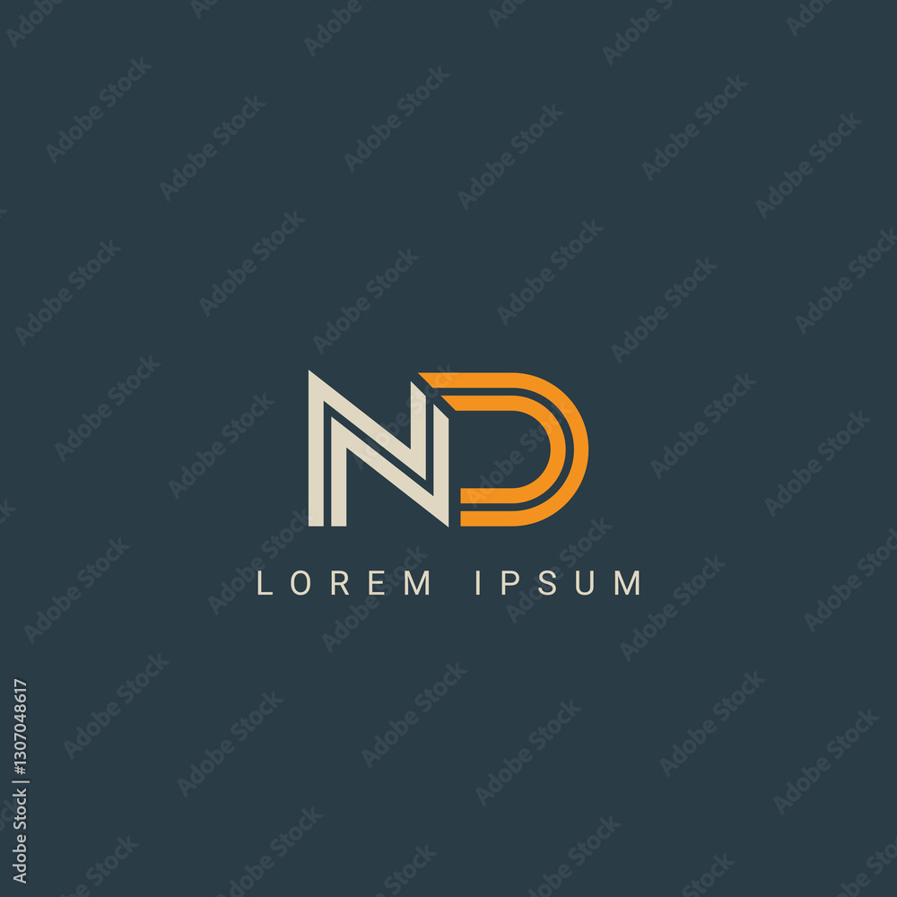 Poster initial modern letter nd, dn or nd logo icon design template vector, initial based alphabet icon log