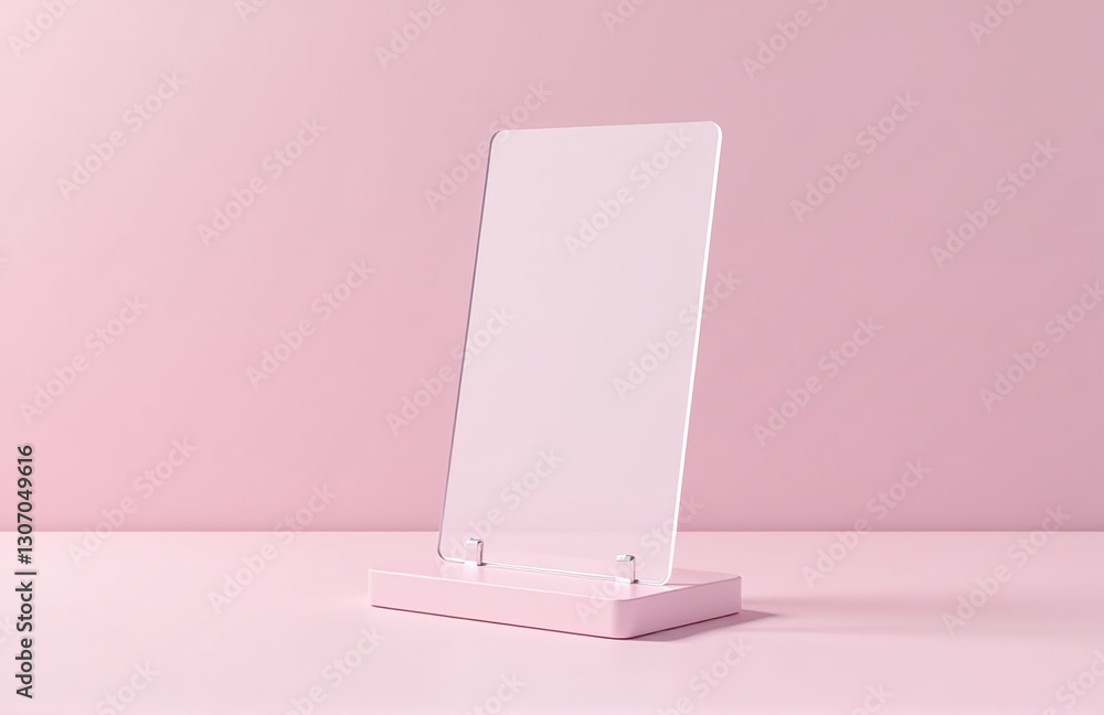 Aufkleber Transparent Product Display Stand Shown On Soft Pastel Background In Detailed 3d Render With Subtle Shadows And Highlights.