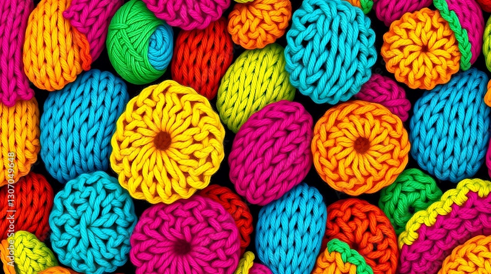 Poster vibrant knitted wonders: a kaleidoscope of colorful knitted items fill the frame, showcasing an arra