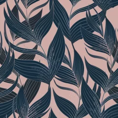 WebAbstract seamles pattern whith palm gradient leaves on pink background.