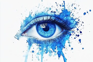 blue spray stain in shape eye foiba, 32k Resolution 