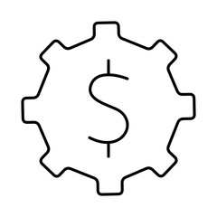 Money Gear Line Icon. Digital Marketing Icon Editable Stroke Vector Illustration