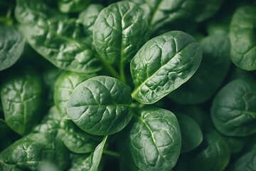 Fresh spinach leaves close-up