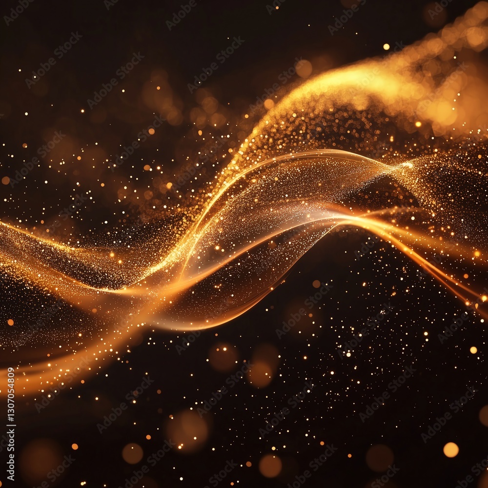 Aufkleber warm brown background with a flowing golden glitter wave, creating an elegant and minimal festive lo