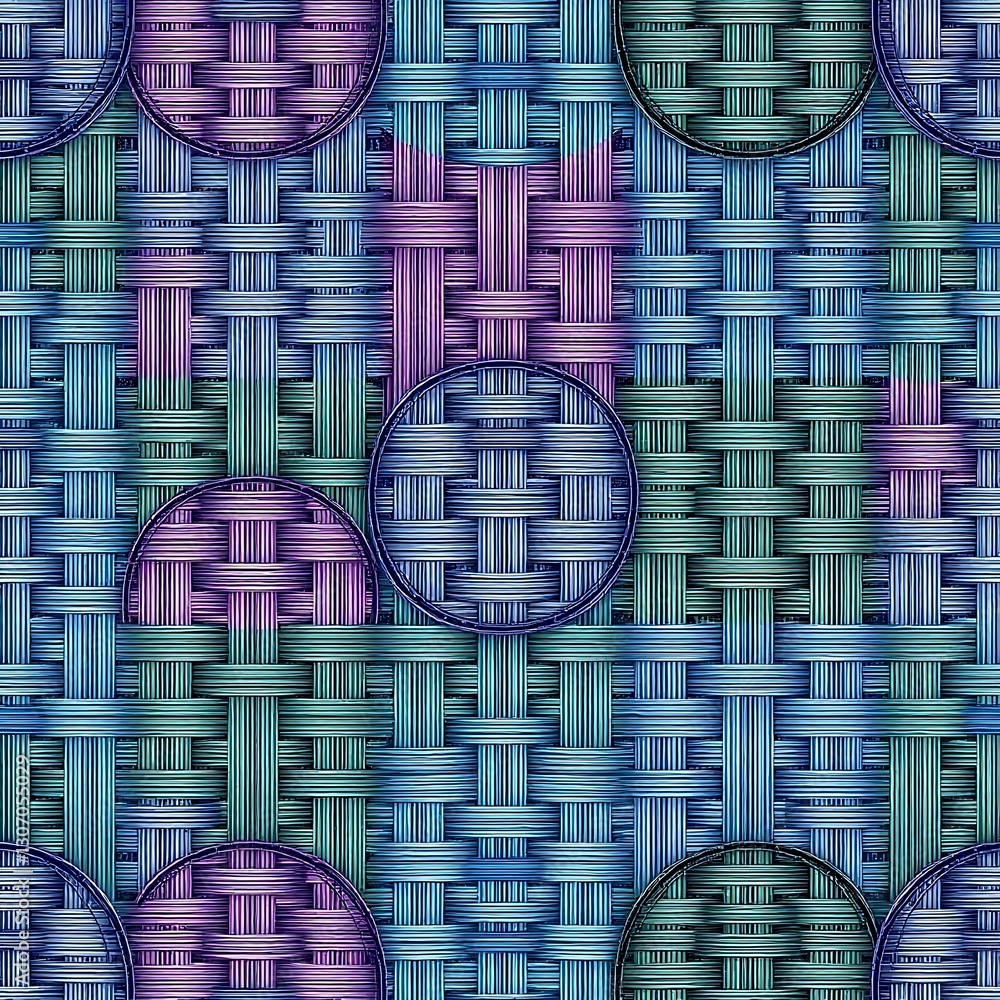 Poster abstract woven pattern: a captivating seamless pattern featuring an intricate weave of blue, green, 