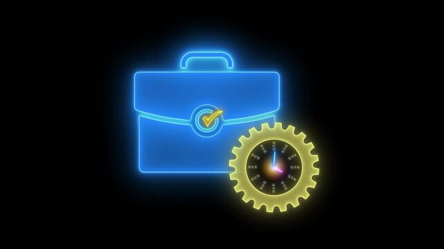 Business efficiency concept, how much a company or organization can produce as it relates to time, cost and quality. Glowing neon line of business efficiency icon isolated on transparent background.