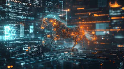 Fototapeta premium Generic Sleek Network Overview Visualized Metallic