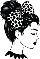 silhouette of a girl with a flower messy bun