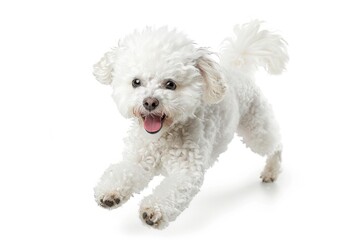 Obraz premium Happy playful white fluffy dog