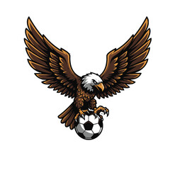 Obraz premium Eagle Clutching Soccer Ball