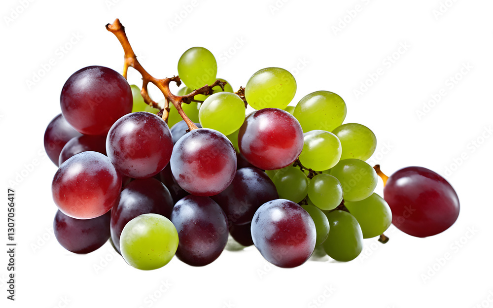 Poster a bunch of plump green grapes, isolated on a empty plain background