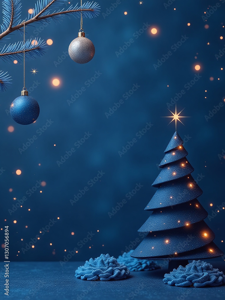 Poster Navy Blue Christmas Backdrop Features A Minimalist Design With Ample Copy Space For Creative Generative Ai Concepts And Ideas.