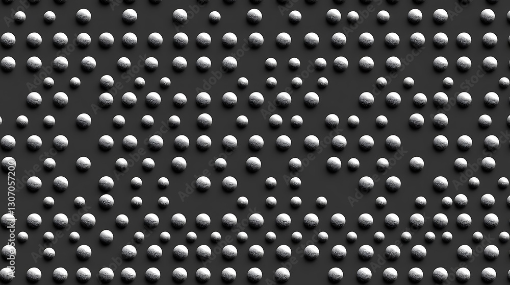 Poster sphere grid pattern: a sophisticated grayscale pattern of varying sized spheres arranged meticulousl