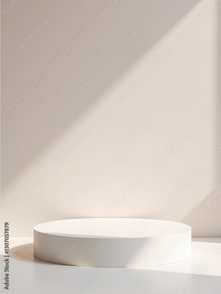 Poster Minimal Geometric Platform With A Soft Clean Floor And A Blank Premium Display Stand For Presenting Ideas.