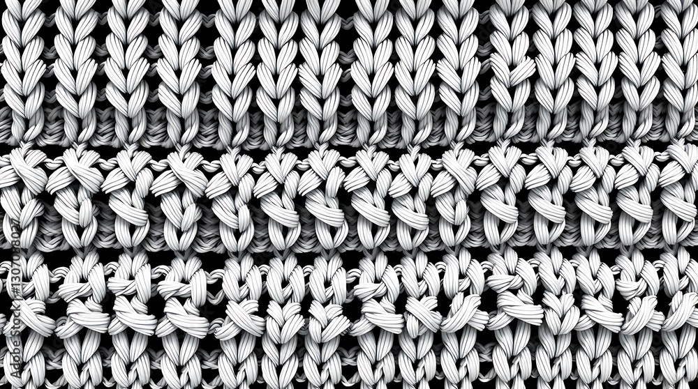 Poster knitted fabric texture: detailed macro shot reveals intricate knit patterns, creating a tactile text