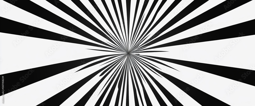 Poster abstract image with black and white radiating lines, creating a dynamic and energetic visual effect,