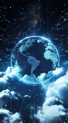 Naklejka premium Cloud edge computing infrastructure, realtime AIpowered data processing at the network edge