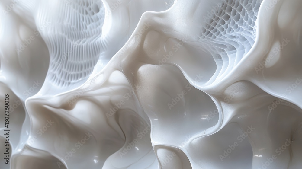 Aufkleber abstract white texture showcasing fluid forms and elegant curves, highlighting organic shapes that c