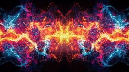 Abstract neon circuits forming complex patterns, glowing and vibrant, futuristic and powerful, highly detailed and sleek, dynamic and energetic