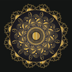 Luxury ornamental mandala design background in black and gold color
