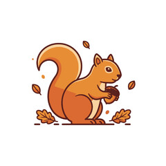 Squirrel Holding Acorn Illustration