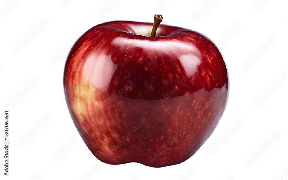 Poster An apple with droplets of water on its surface, isolated on a empty plain background