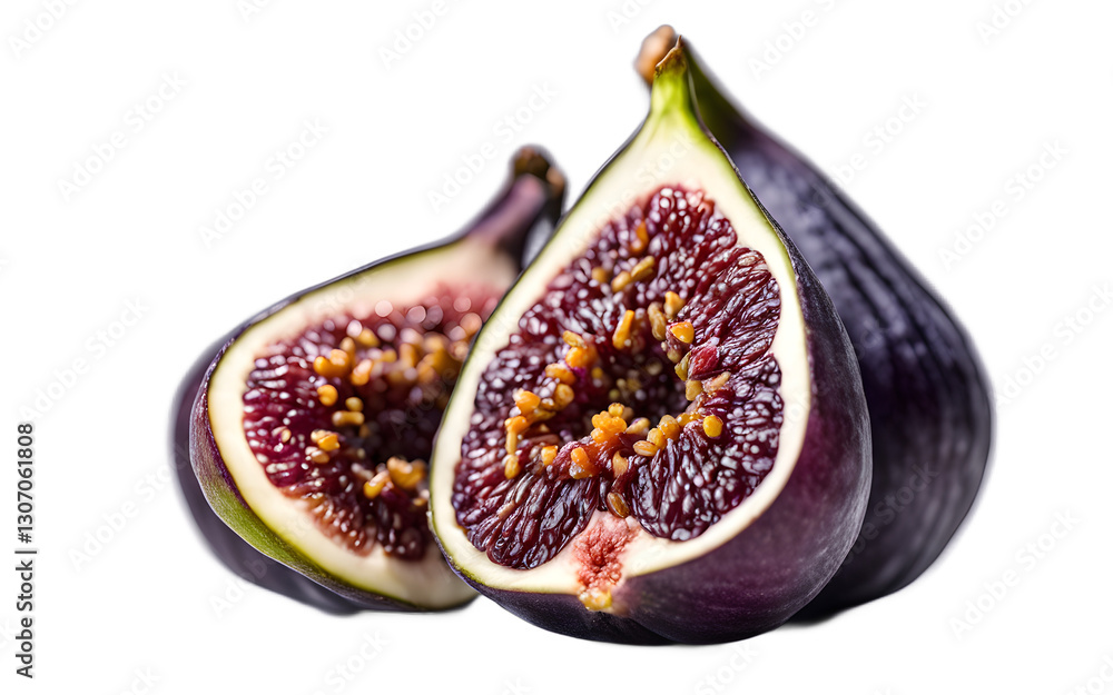 Poster a single fig with its purple skin, isolated on a empty plain background