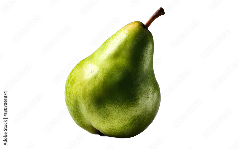Poster A single pear with a smooth green skin, isolated on a empty plain background